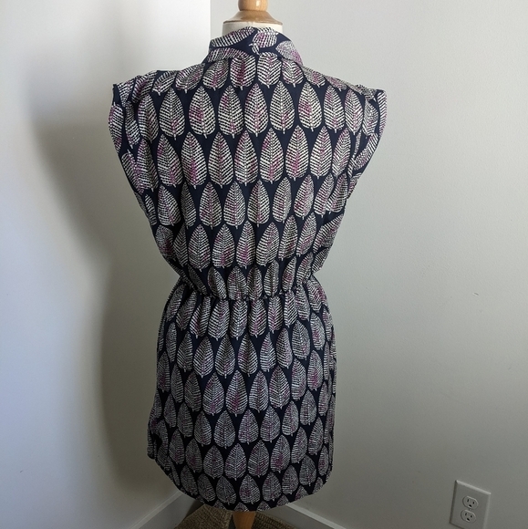 MAISON Jules Leaf Print Dress with Cap Sleeve M - Picture 7 of 13